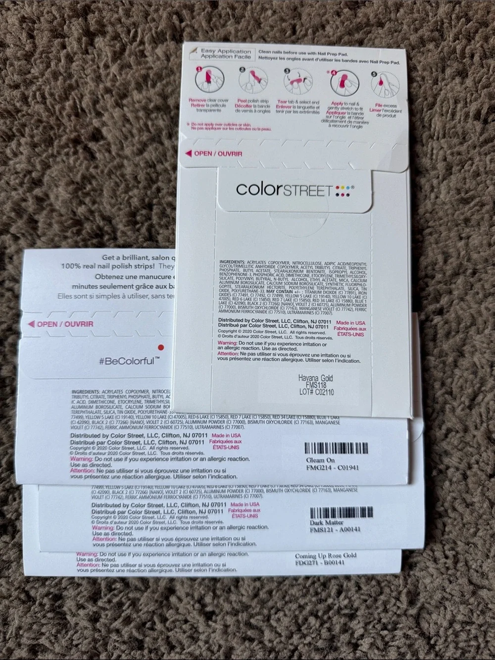 Color Street Glitter  Pink to Rose & Speckled Cream Nail Polish Strips